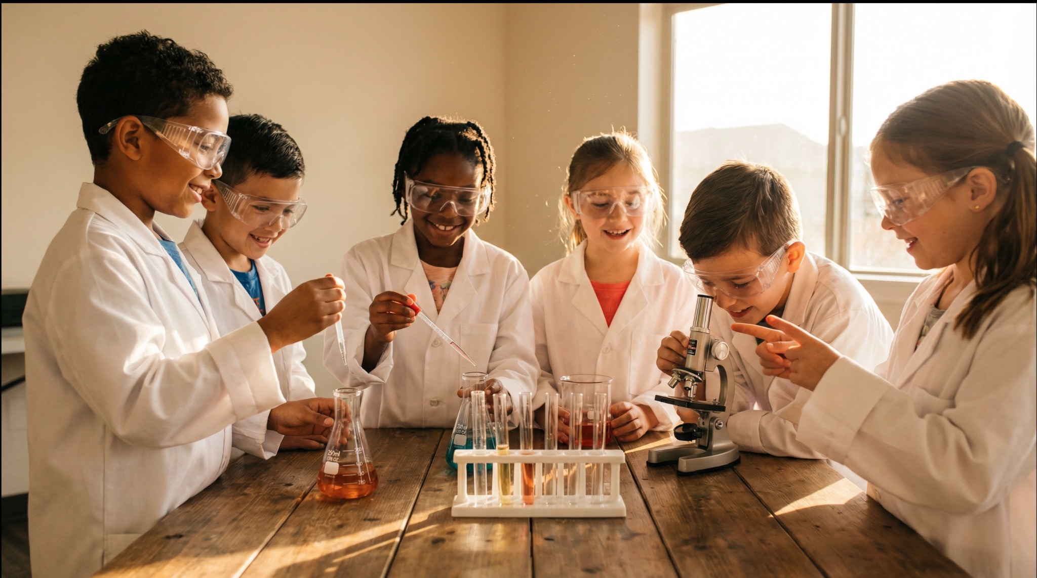 Children doing hands-on science experiments